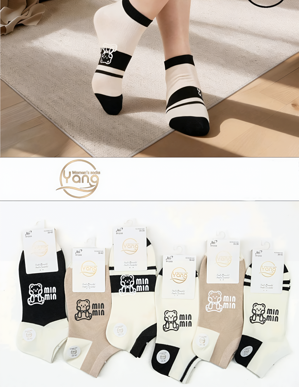 YANG - kojinės su meškiuku