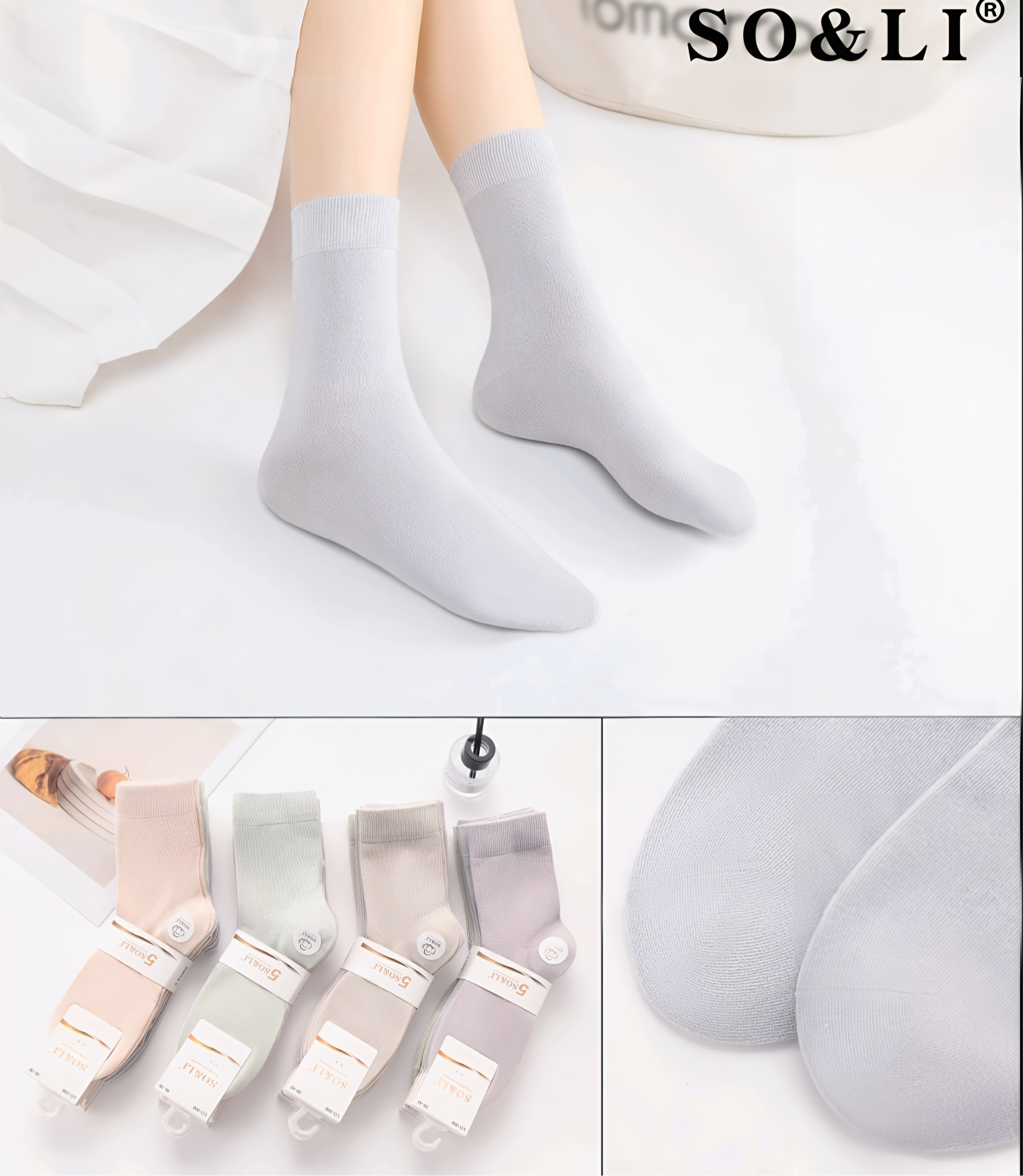 SO&LI - moteriškos medvilninės kojinės