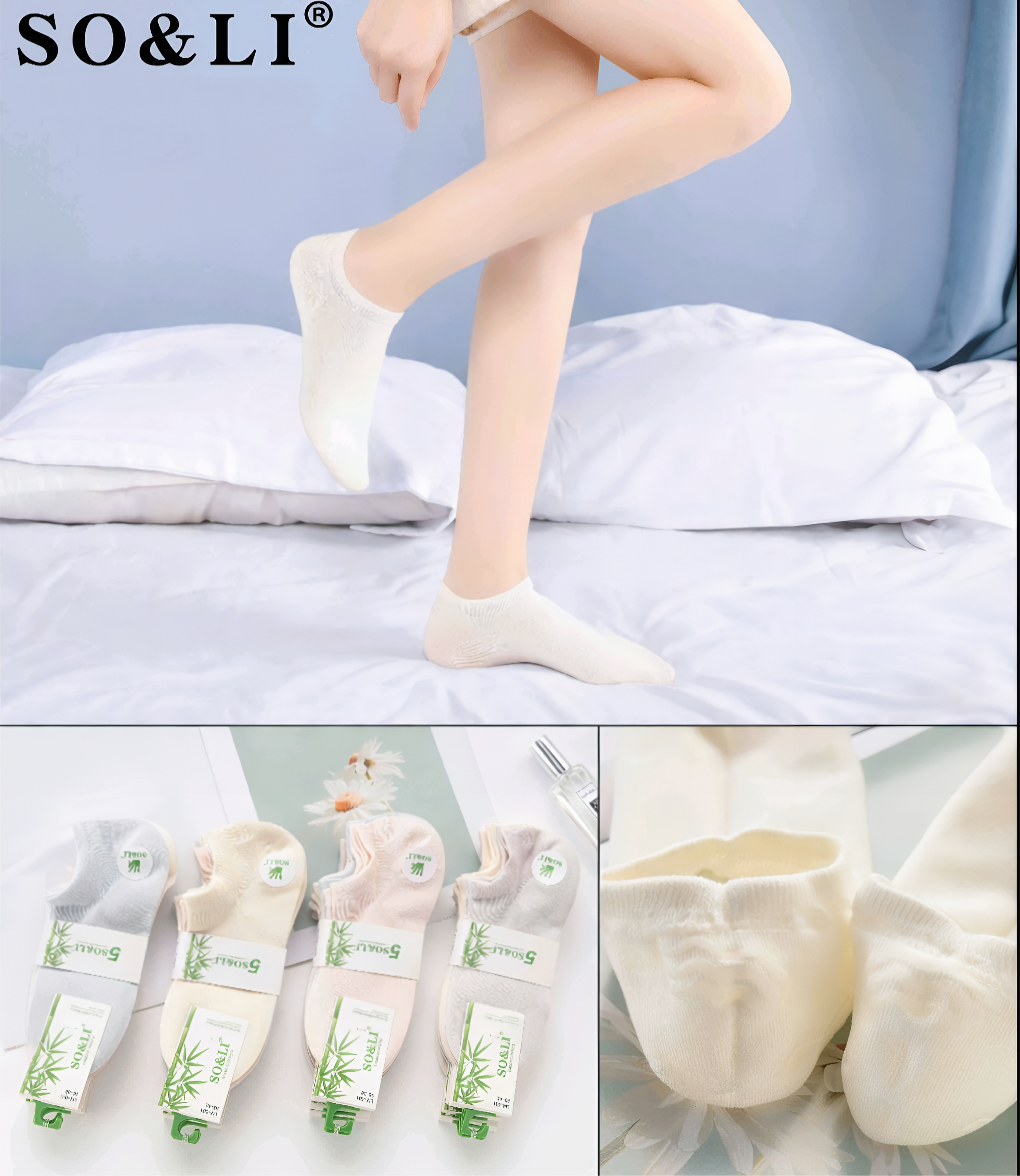 SO&LI - moteriškos bambukinės kojinės