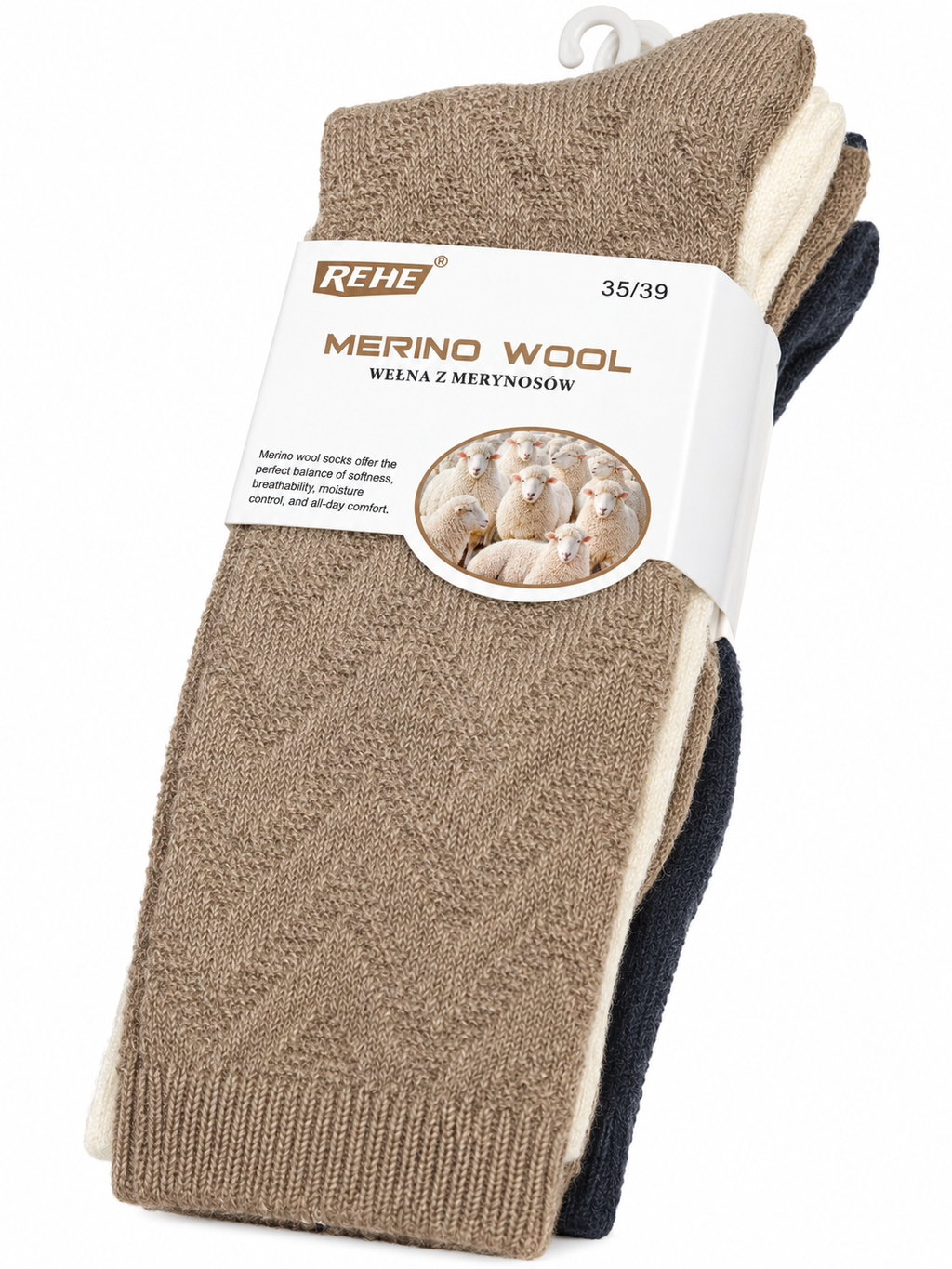 REHE - moteriškos kojinės iš merino vilnos