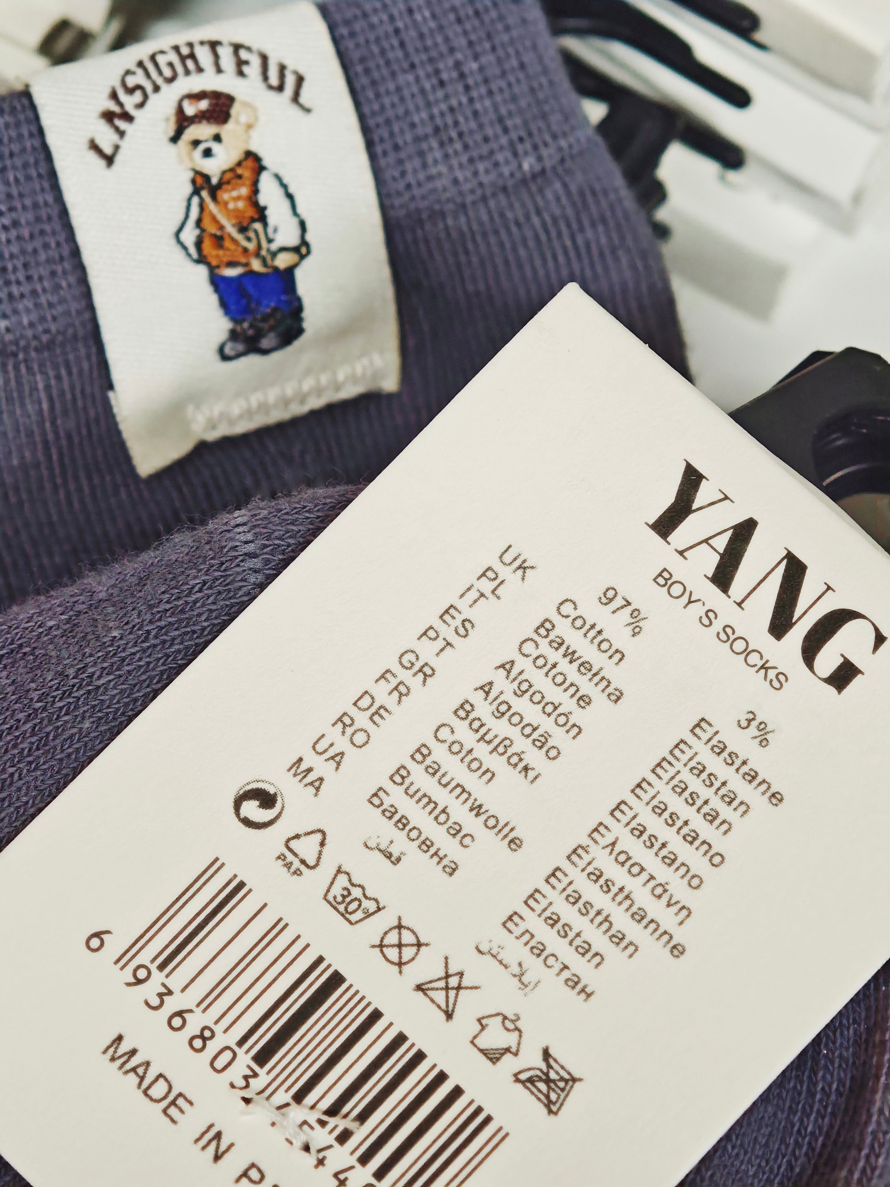 YANG - vaikiškos kojinės su meškiuku